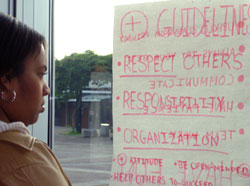 Student Looking at Material