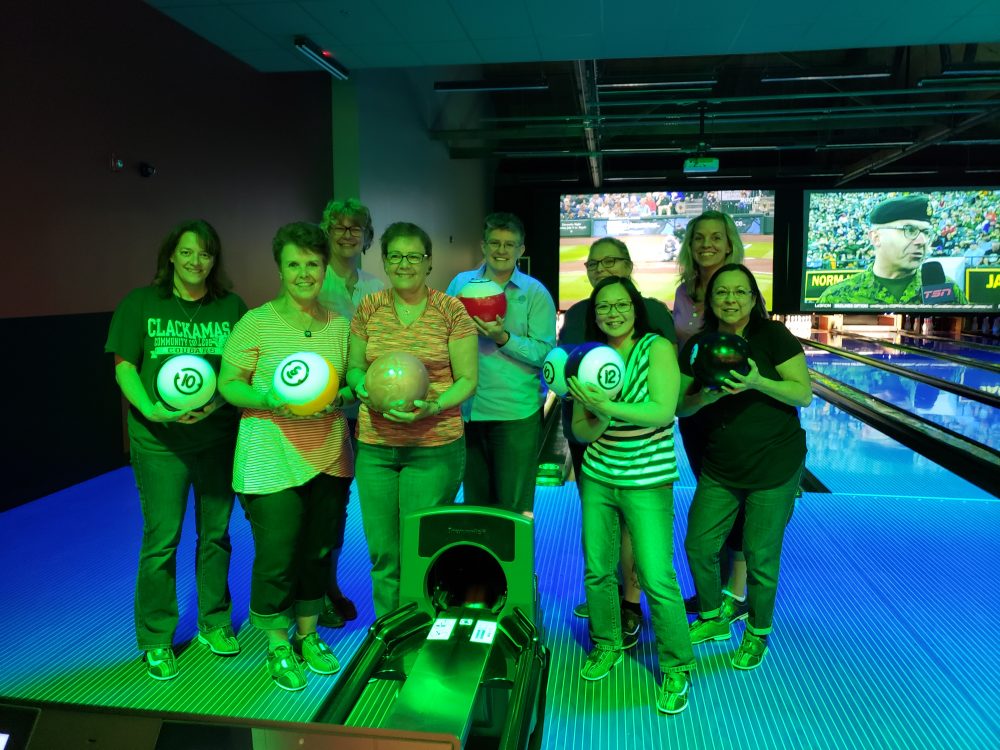 Black light bowling with other regional community college AAWCC members