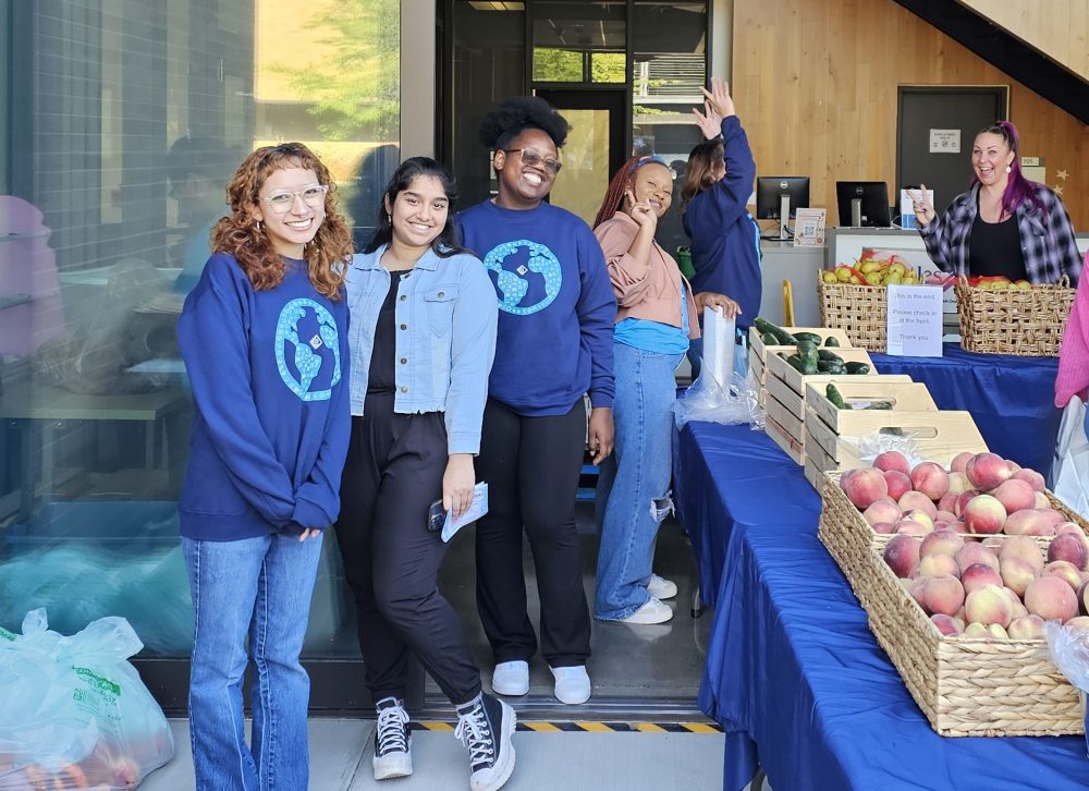 Photo of BNSL staff working at a free food market event