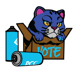 PCC Vote Cat Spray Can Logo