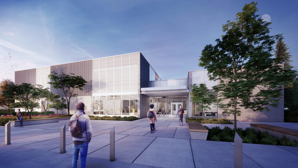 Rendering of exterior view of building entry