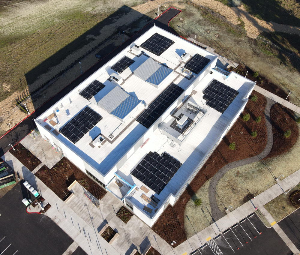 OMIC Training Center Aerial View showing installed solar panels