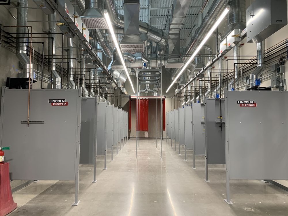 Welding booths at OMIC