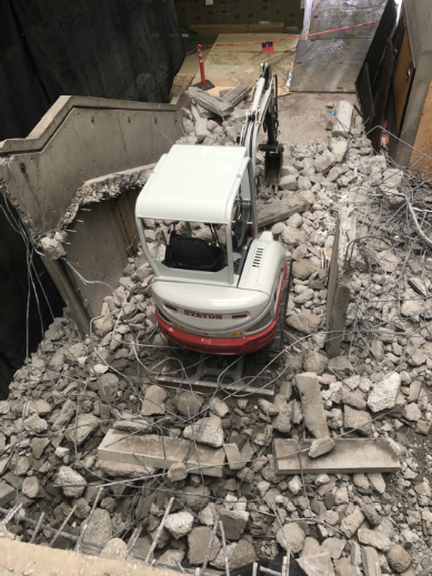 First floor stair of HT being demolished