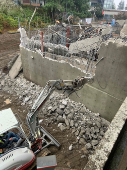 Restroom tower demolition