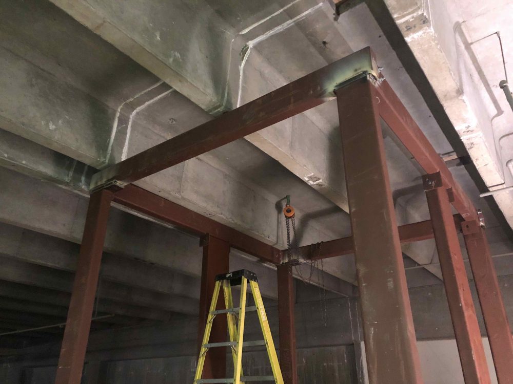 Structural steel installation at HT