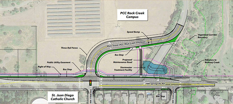 Rock Creek Campus entrance realignment diagram