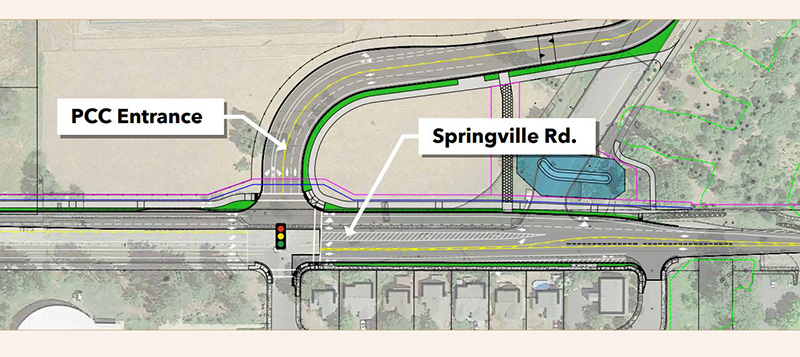 Rock Creek Campus entrance realignment diagram – closeup