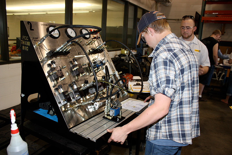 Student working on a control panel