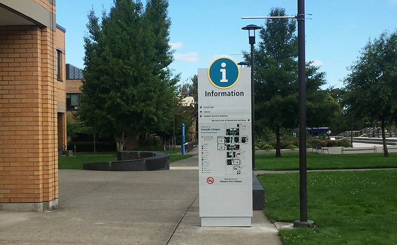 Information sign with campus map