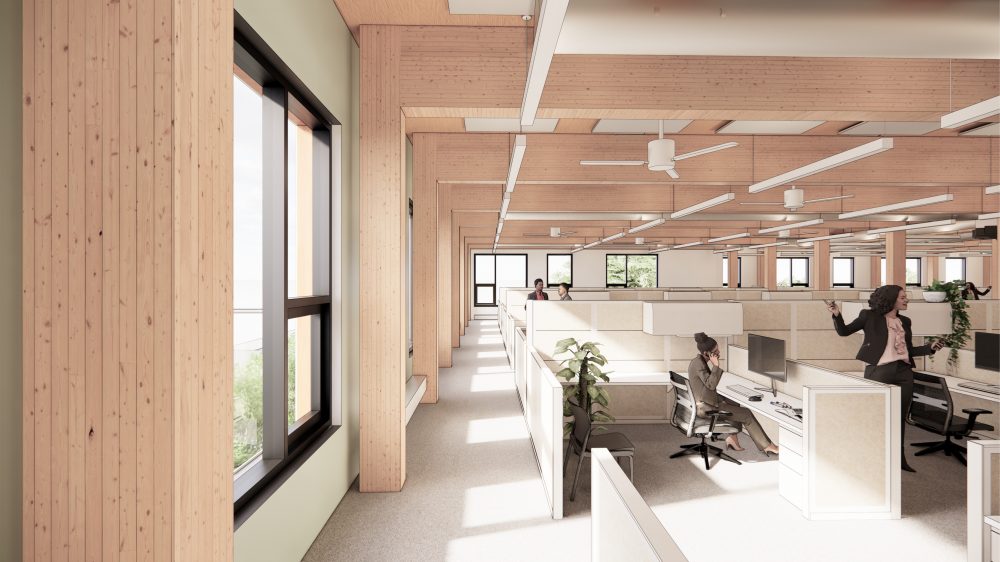 Interior rendering of office areas