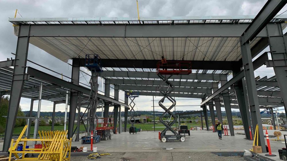 Metal framing of the new Dealer Service Technology building