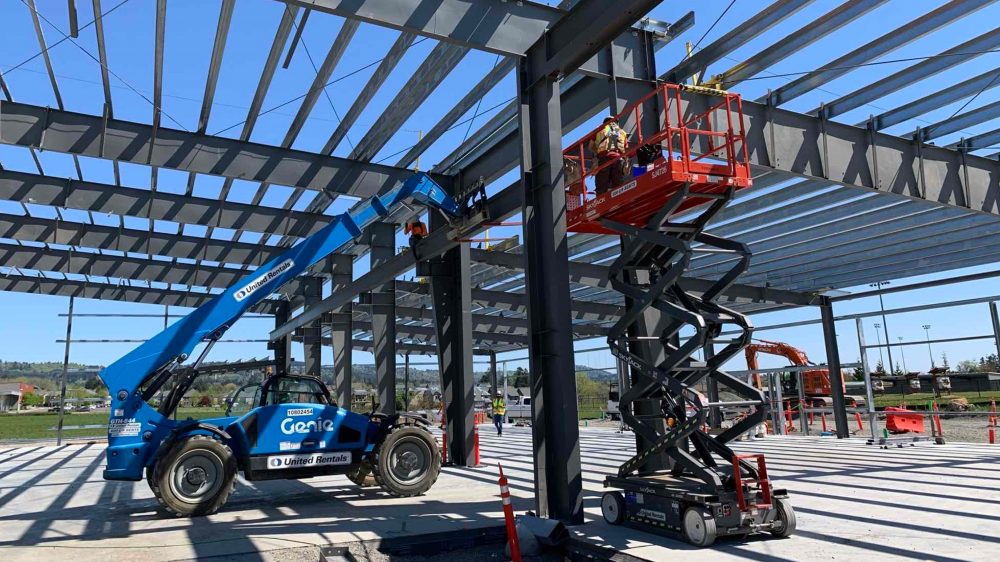 Metal framing work on the new Dealer Service Technology building