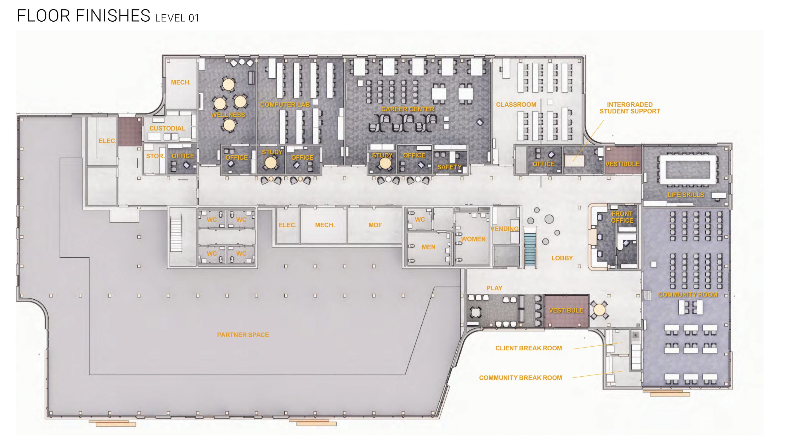 PMWTC level 1 floor plan with labels