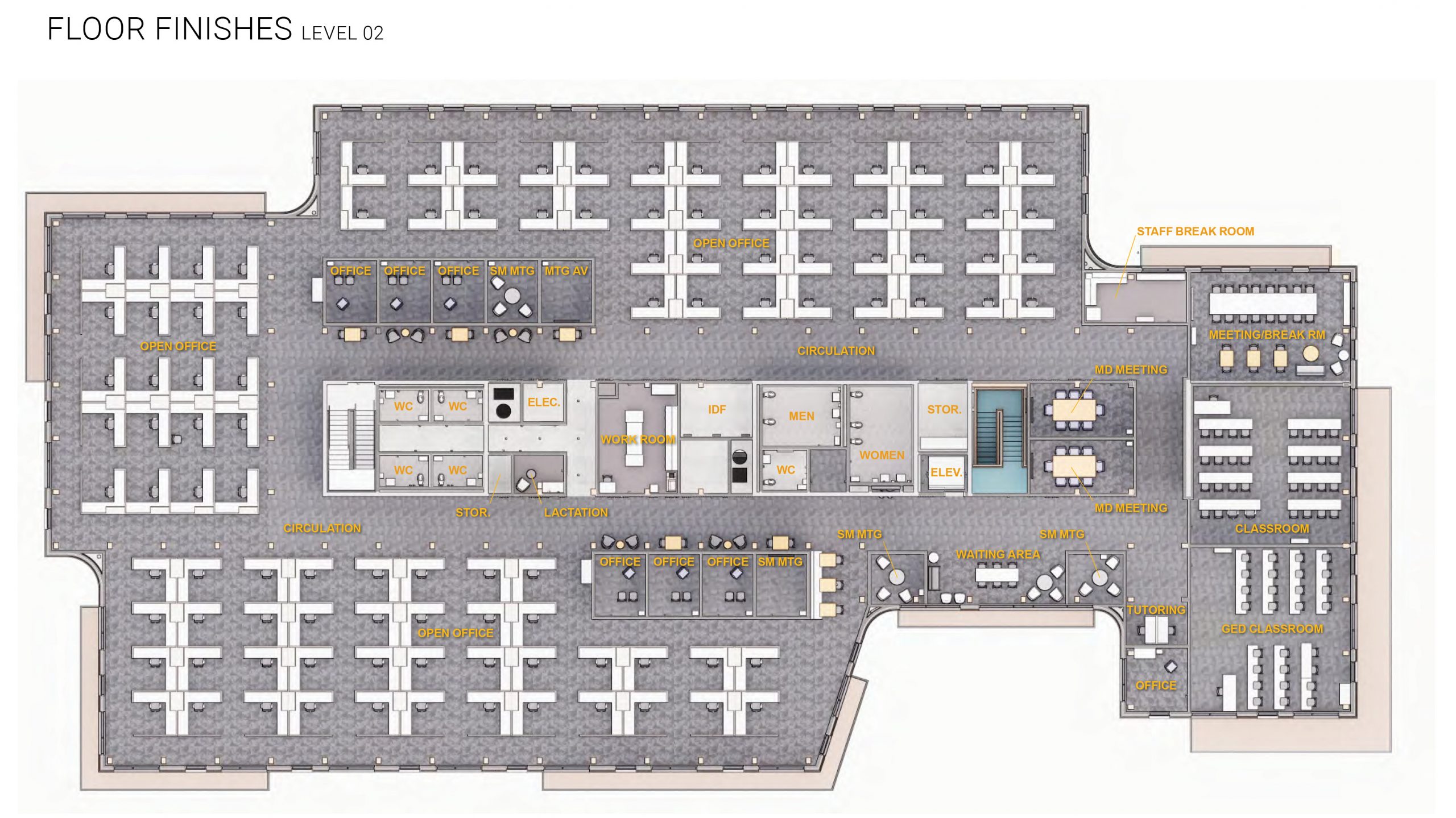 PMWTC level 2 floor plan with labels