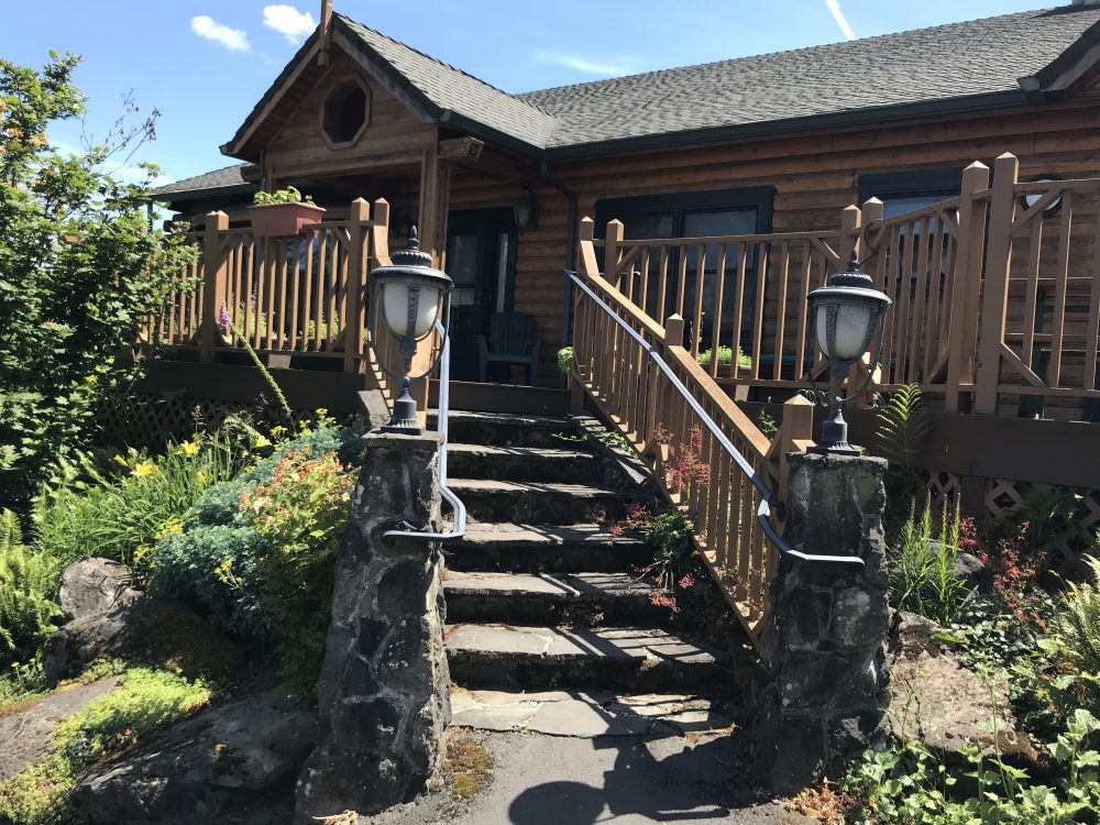 Stairs leading to the house entrance