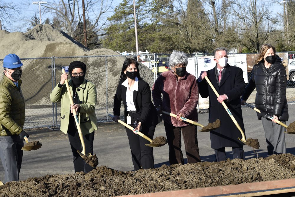 PMWTC staff breaking ground accompanied by President Mitsui