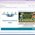 A screenshot of Paul Montone's Anderson Conference 2026 presentation, "What Works Well in Online Teaching: Building AI Best Practices Together"