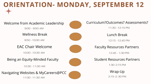 New faculty orientation schedule