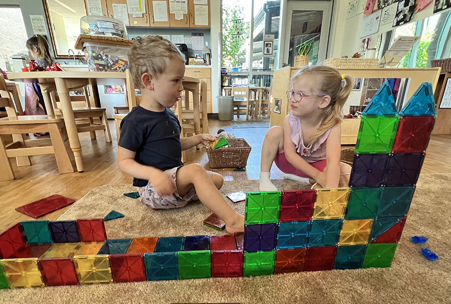 Children playing with blocks