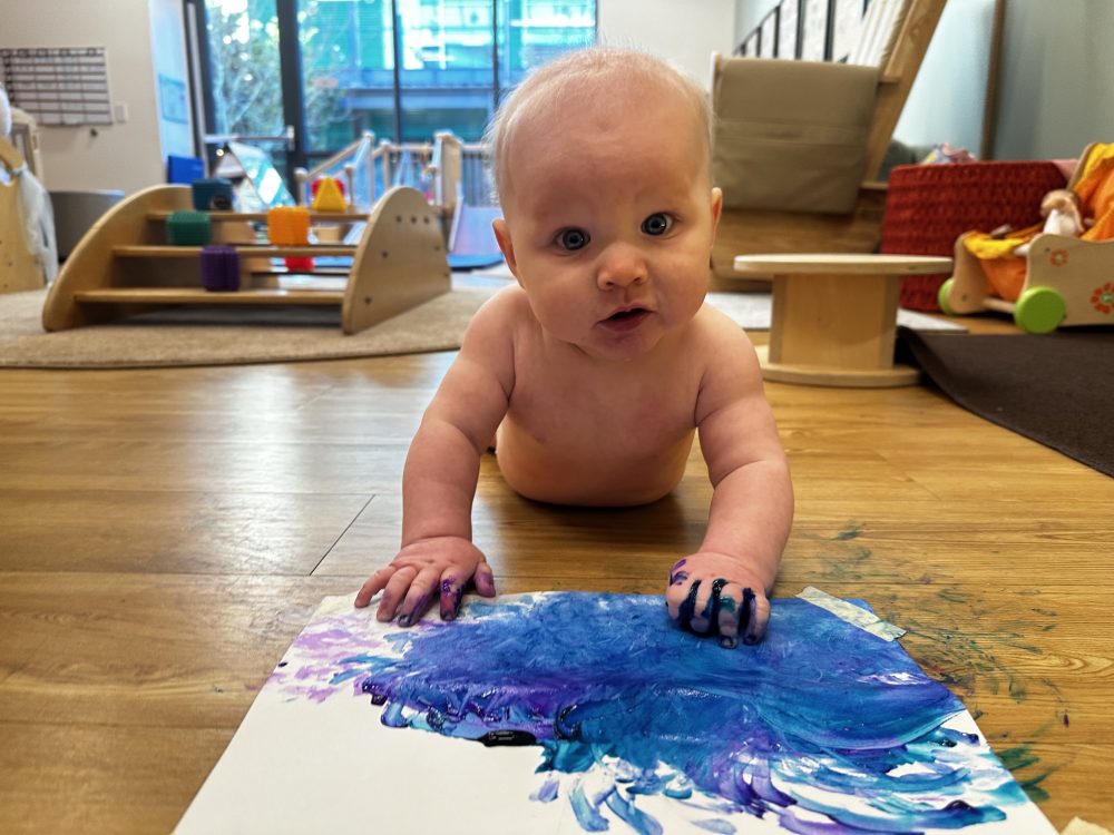 Baby finger painting