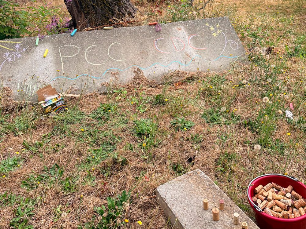Chalk and cork play area