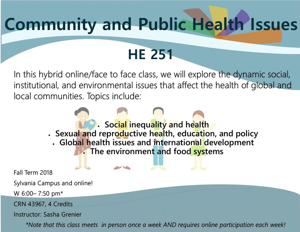 Fall 2018 Flyer for HE 251 taught be S.Grenier