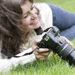 Woman holding a camera