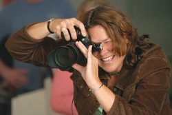 Woman using a camera