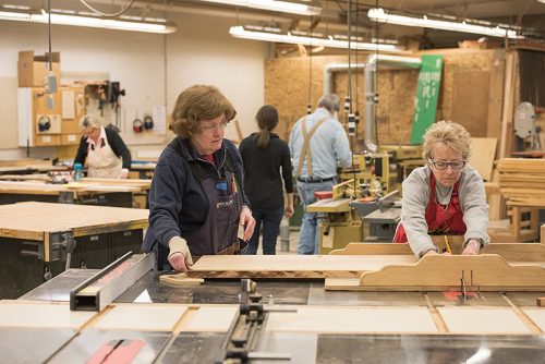 Women in a woodworking class