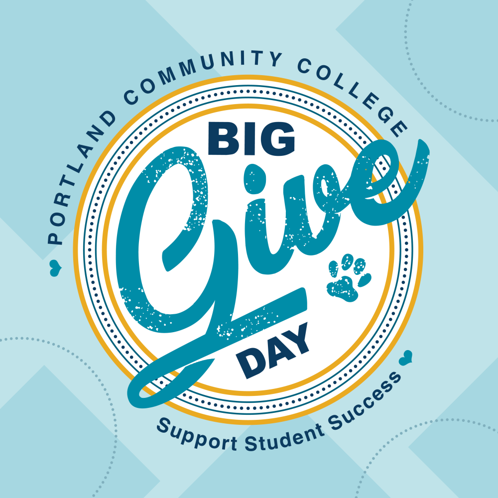 Logo for Portland Community College Big Give Day, with the tagline "Support Student Success" beneath.