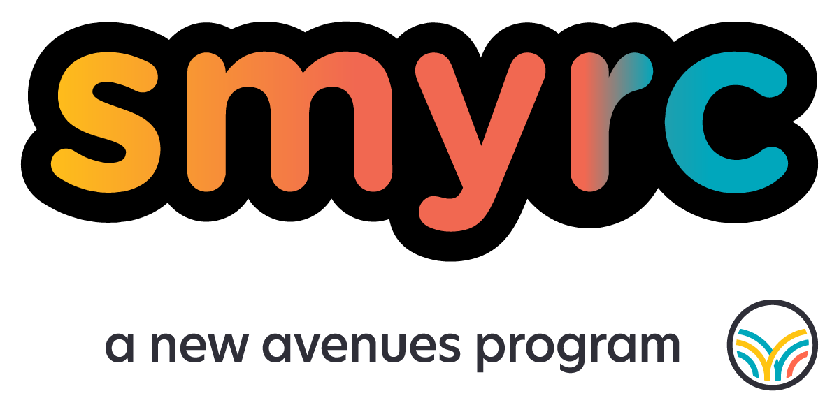 Simple SMYRC logo with the words “a new avenues program” below. 