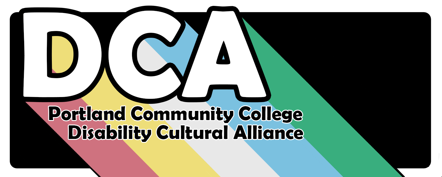 DCA with disability culture flag stripes