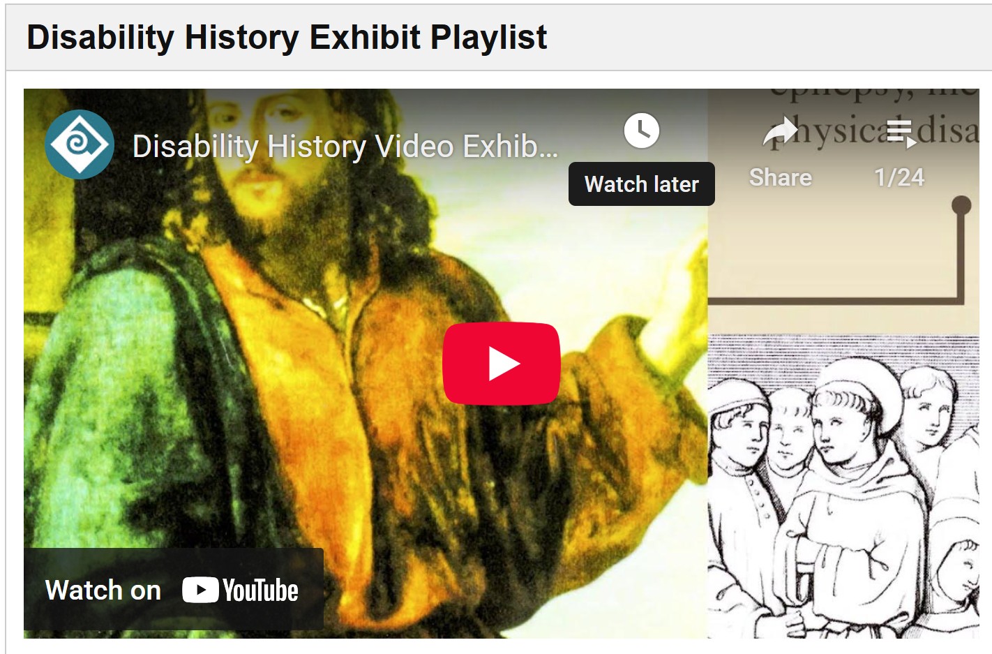 Disability History Exhibit on YouTube