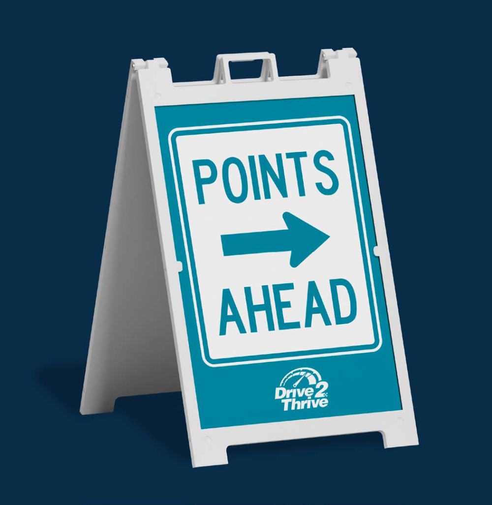 Points ahead! frame sign with arrow pointing towards a location