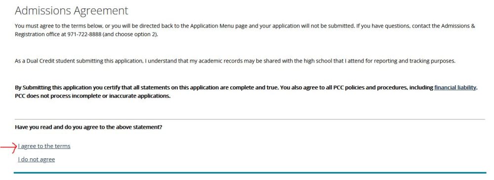 Admissions agreement