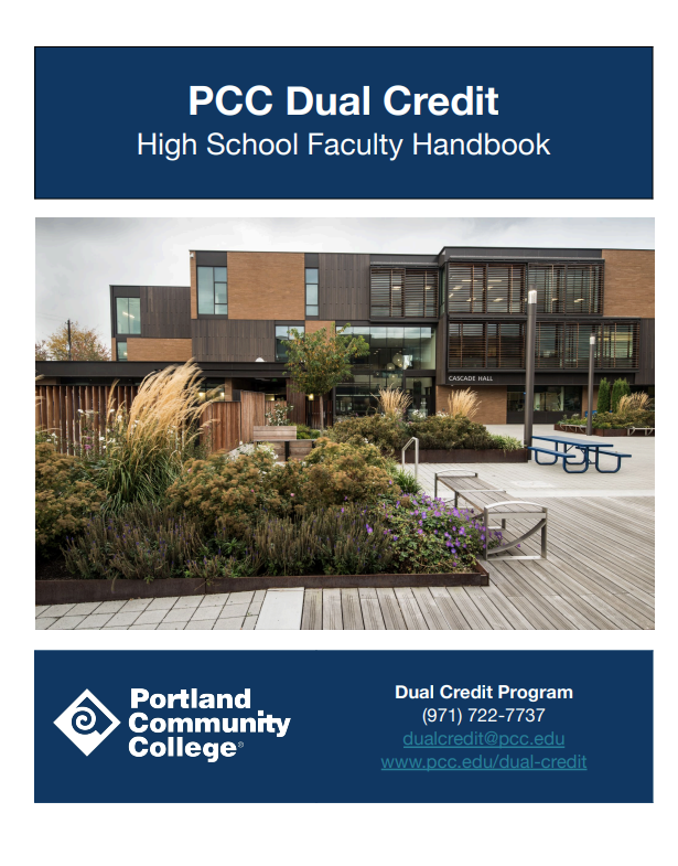 Cover of the PCC Dual Credit High School Faculty Handbook