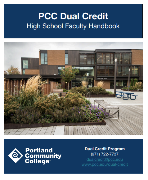 Cover of the PCC Dual Credit High School Faculty Handbook