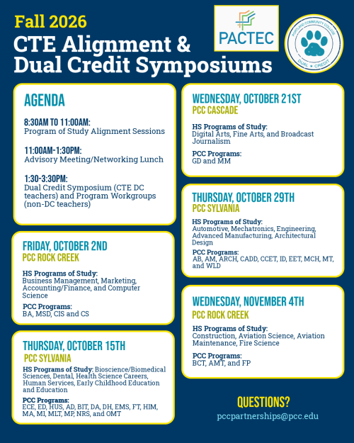 Fall 2026 CTE Alignment and Dual Credit Symposium Flyer