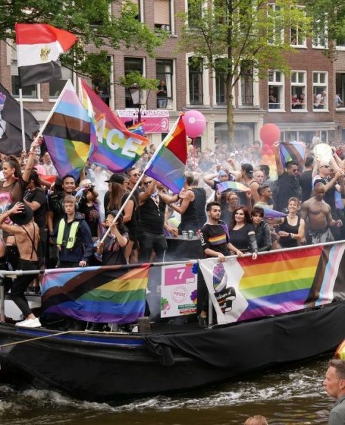 decorated boat at the annual Pride Festival in Amsterdam, the Netherlands