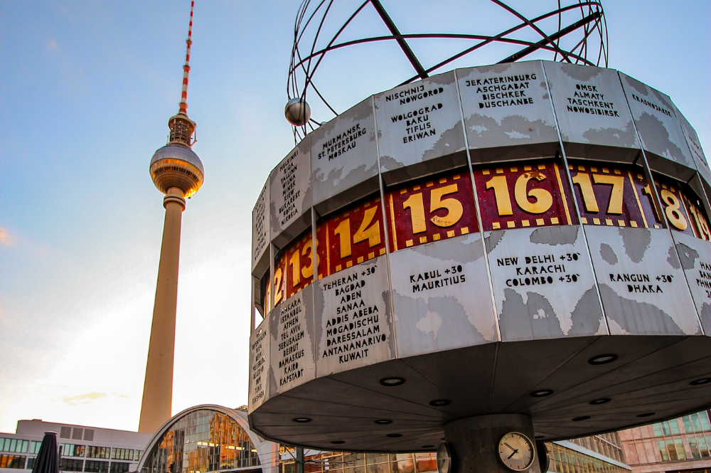 large statue with numbers and German names