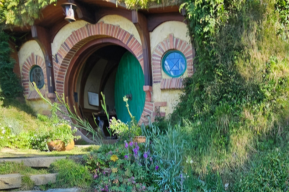 Hobbit hole door in New Zealand