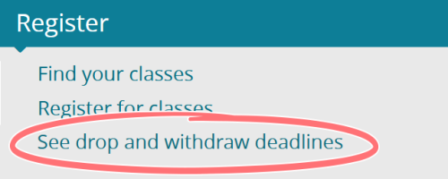 screenshot of term-to-term checklist with drop and withdraw deadlines circled