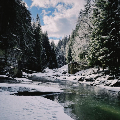carpathians snowy stream