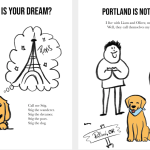 Illustration with the text - What is your dream? Call me stig. Stig the wanderer. Stig the dreamer. Stig the poet. Stig the dog. Portland is not Paris. I live with Liam and Oliver, my two dads. Well, they call themselves my two dads.