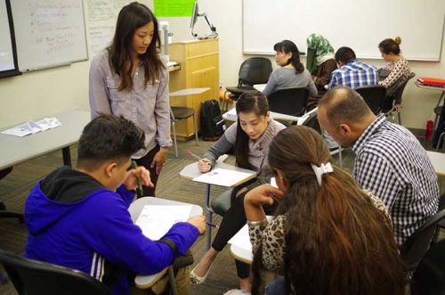 group of students studying