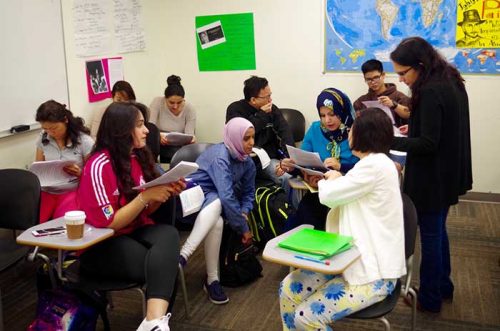 students studying together