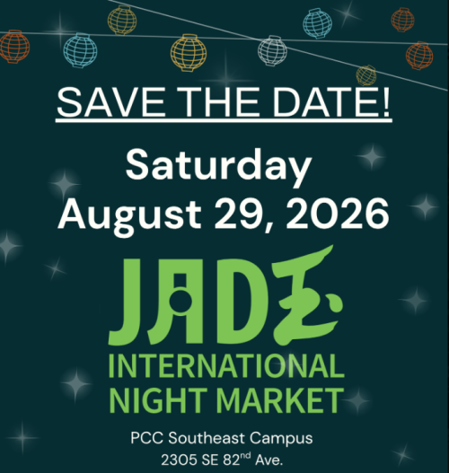 SAVE THE DATE!
Saturday August 29, 2026
JADE INTERNATIONAL NIGHT MARKET