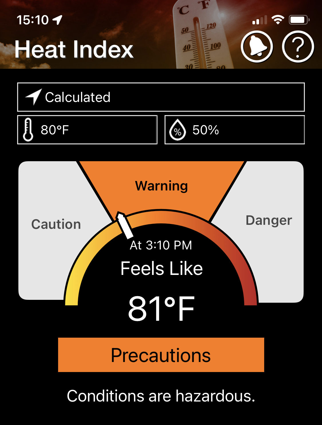 Image of the OSHA NIOSH Heat Index App