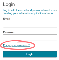 screenshot with forgot password link circled
